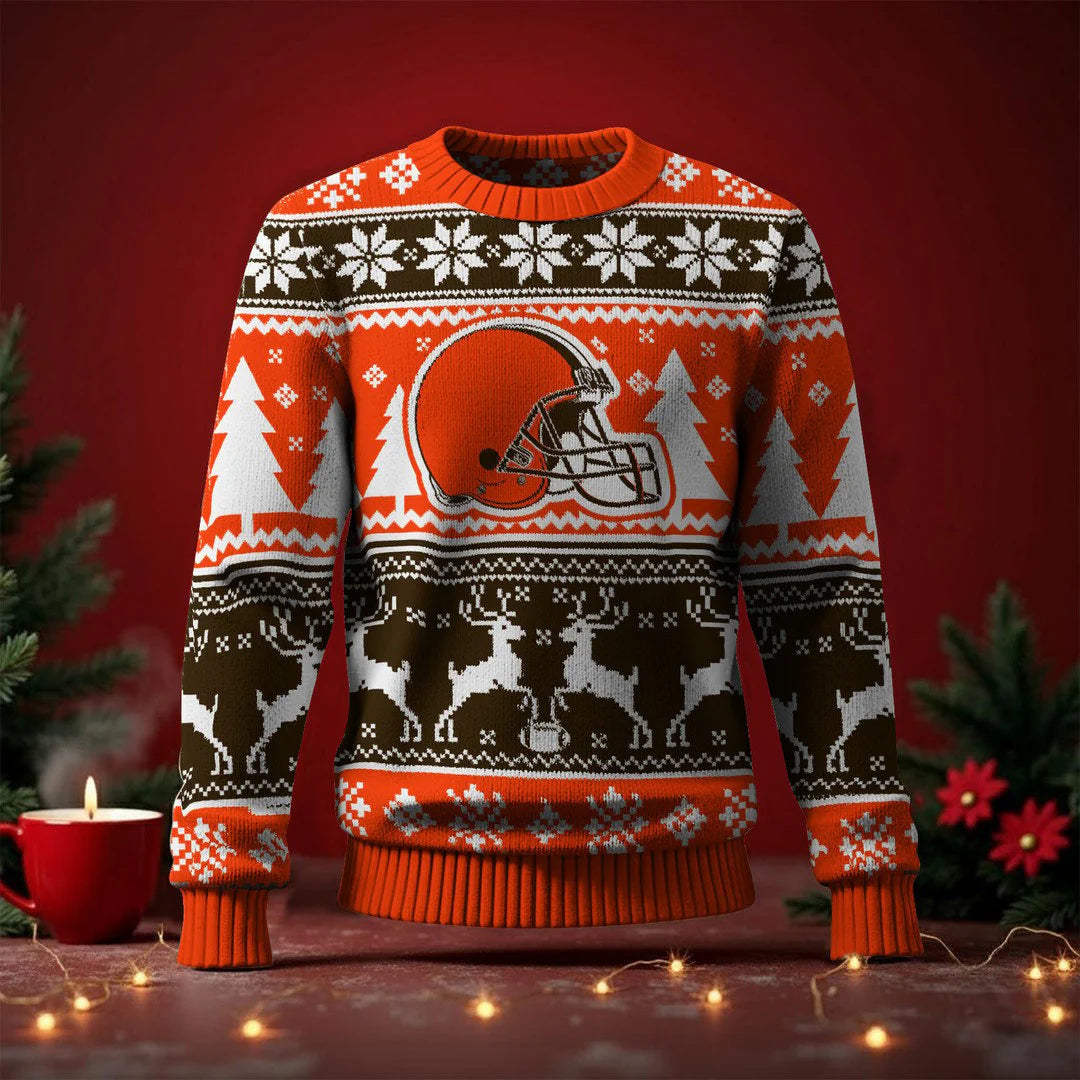 LIMITED EDITION - NEW CUSTOMIZED NFL29 CLB CLEVELAND BROWNS UGLY SWEATER
