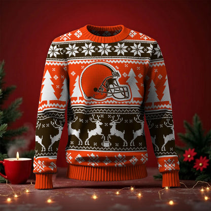 LIMITED EDITION - NEW CUSTOMIZED NFL29 CLB CLEVELAND BROWNS UGLY SWEATER