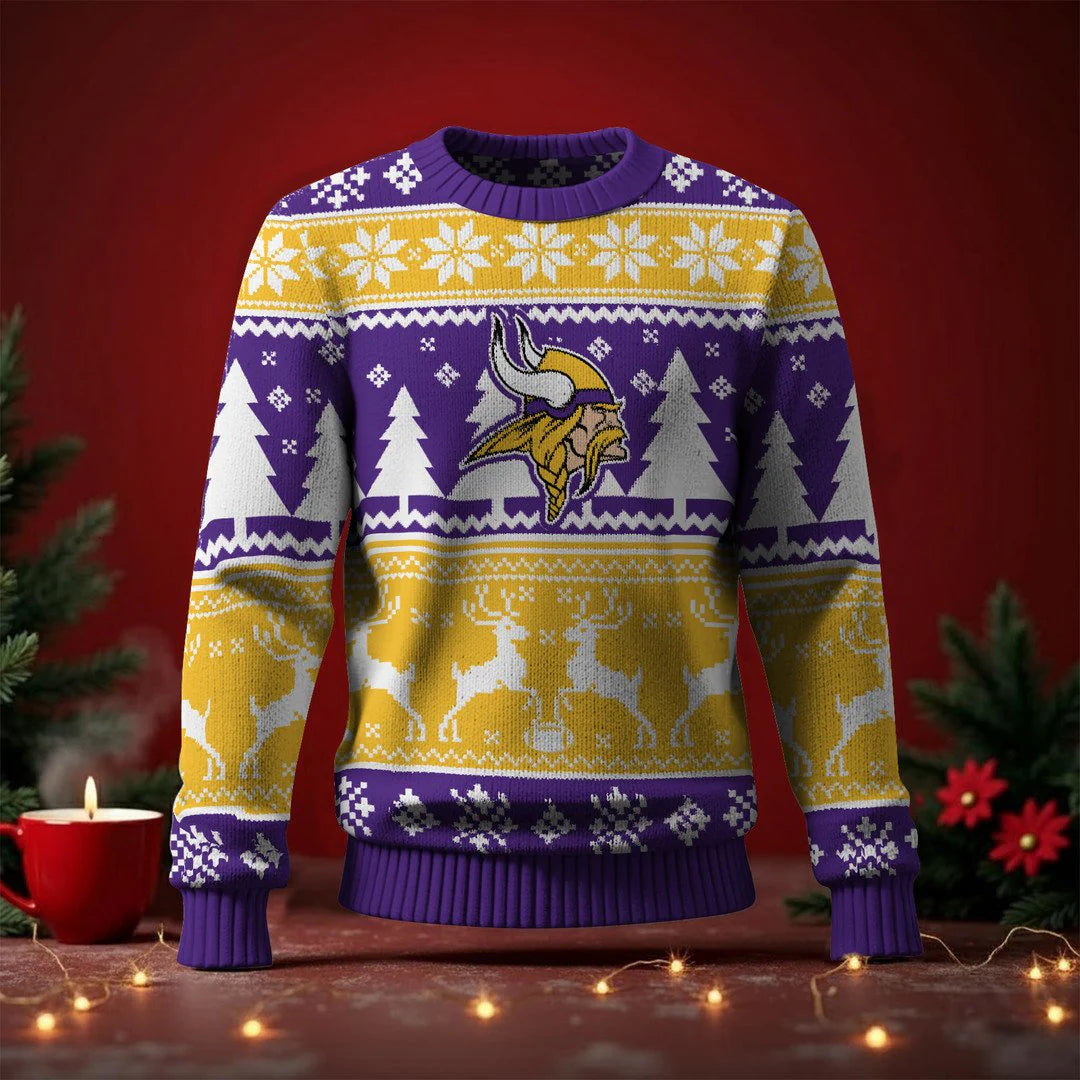 LIMITED EDITION - NEW CUSTOMIZED NFL05 MVK MINNESOTA VIKINGS UGLY SWEATER