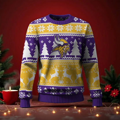 LIMITED EDITION - NEW CUSTOMIZED NFL05 MVK MINNESOTA VIKINGS UGLY SWEATER