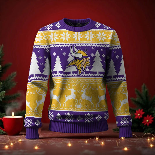 LIMITED EDITION - NEW CUSTOMIZED NFL05 MVK MINNESOTA VIKINGS UGLY SWEATER