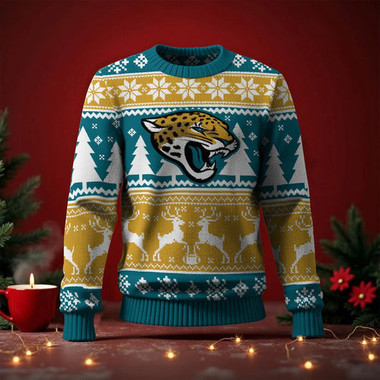 LIMITED EDITION - NEW CUSTOMIZED NFL30 JSJ JACKSONVILLE JAGUARS UGLY SWEATER