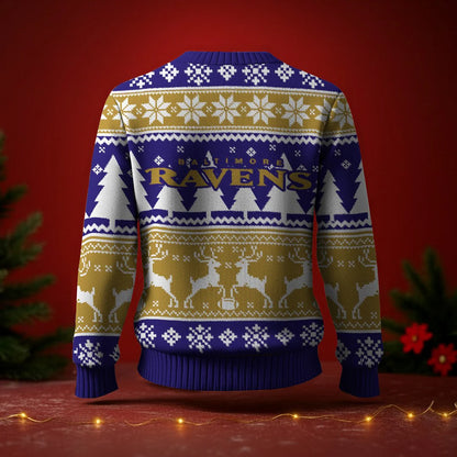 LIMITED EDITION - NEW CUSTOMIZED NFL28 BTR BALTIMORE RAVENS UGLY SWEATER