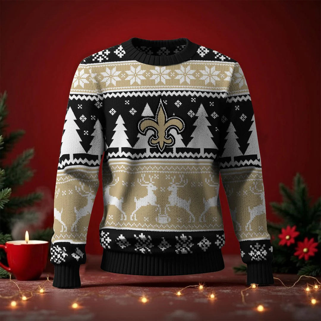 LIMITED EDITION - NEW CUSTOMIZED NFL24 NOS NEW ORLEANS SAINTS UGLY SWEATER