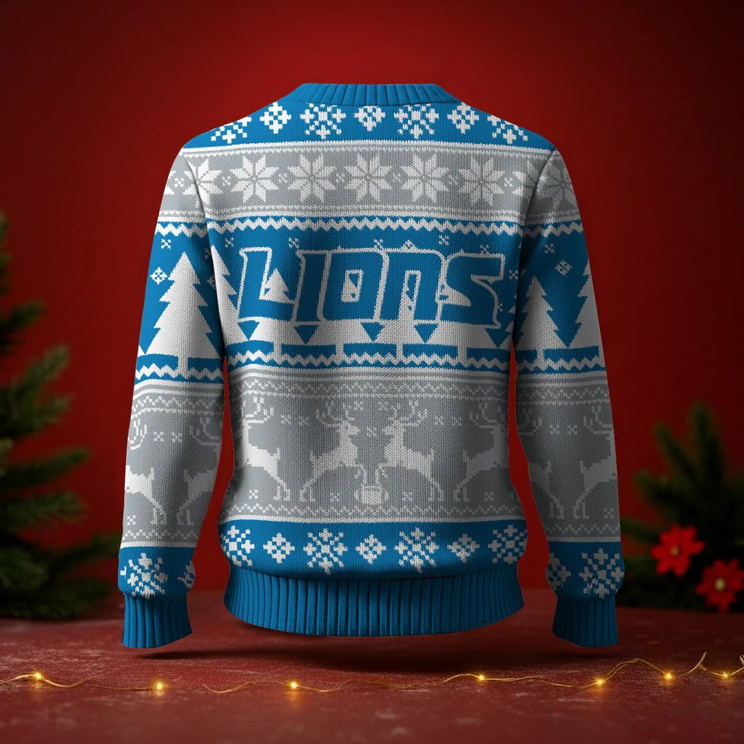 LIMITED EDITION - NEW CUSTOMIZED NFL04 DTL DETROIT LIONS UGLY SWEATER