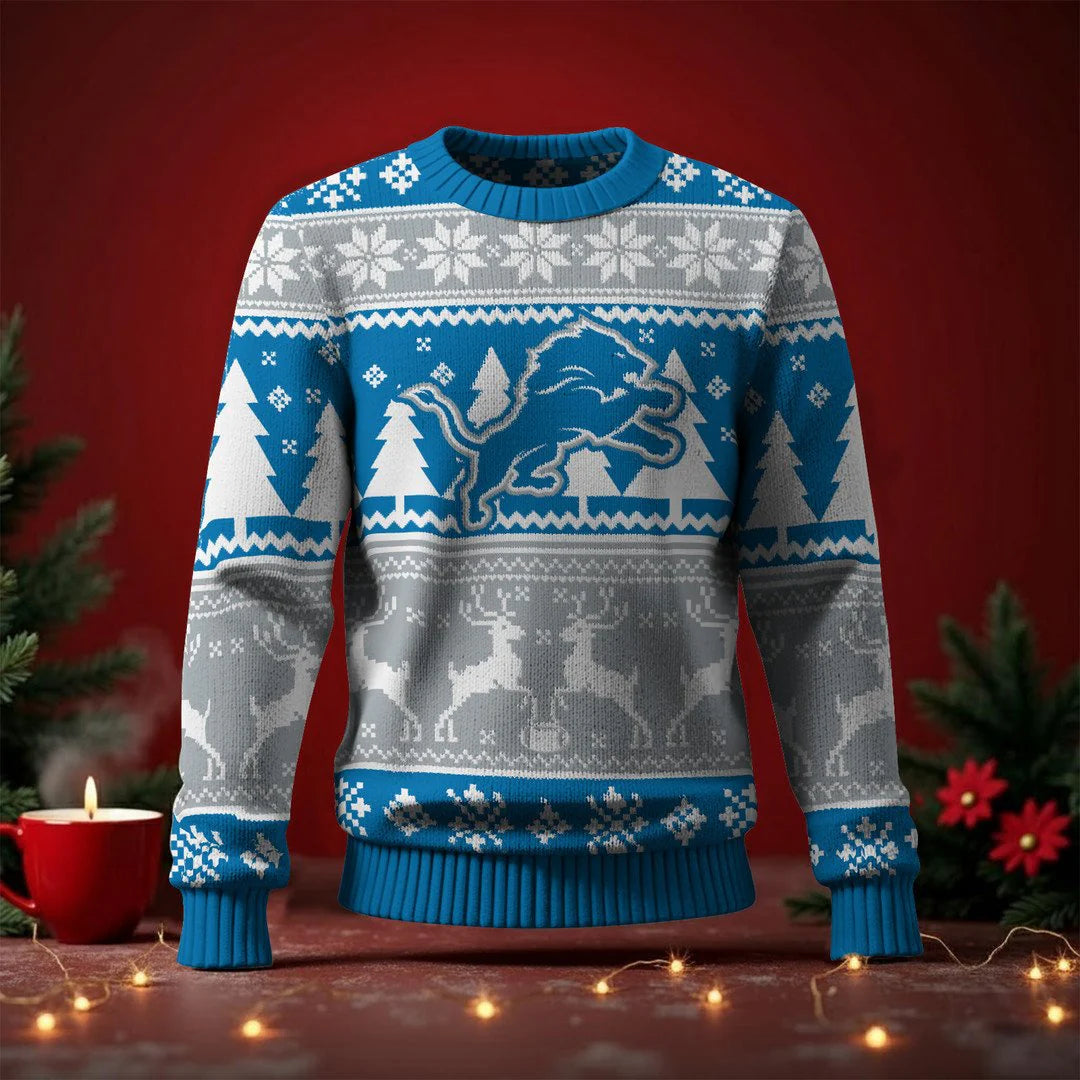 LIMITED EDITION - NEW CUSTOMIZED NFL04 DTL DETROIT LIONS UGLY SWEATER