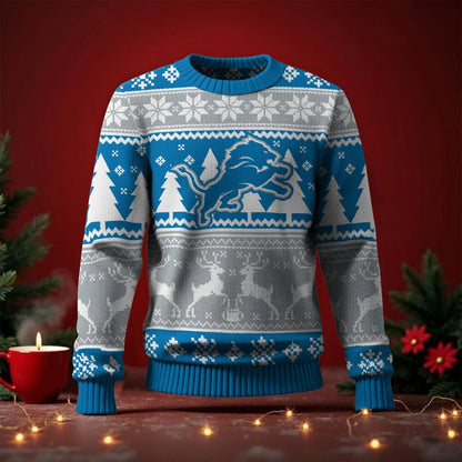 LIMITED EDITION - NEW CUSTOMIZED NFL04 DTL DETROIT LIONS UGLY SWEATER
