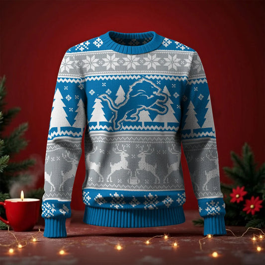 LIMITED EDITION - NEW CUSTOMIZED NFL04 DTL DETROIT LIONS UGLY SWEATER