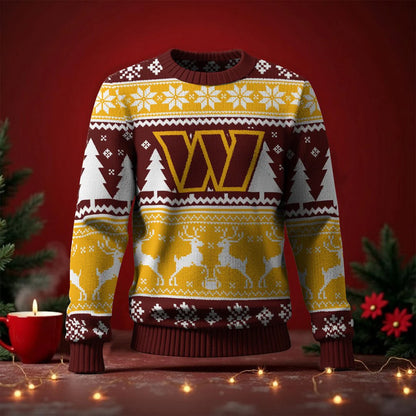 LIMITED EDITION - NEW CUSTOMIZED NFL12 WTC WASHINGTON COMMANDERS UGLY SWEATER