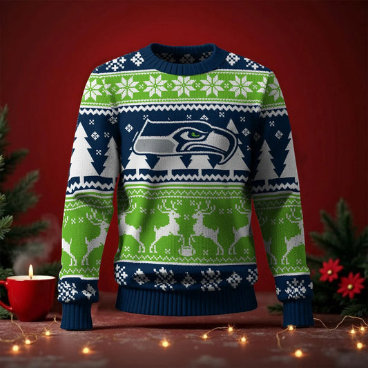LIMITED EDITION - NEW CUSTOMIZED NFL06 SSH SEATTLE SEAHAWKS UGLY SWEATER