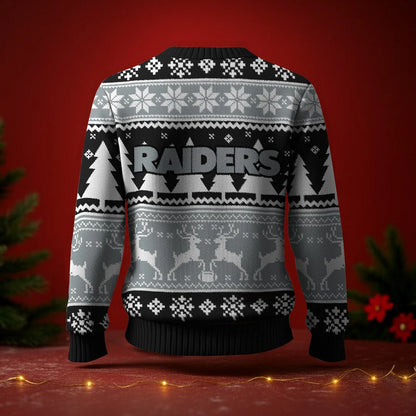 LIMITED EDITION - NEW CUSTOMIZED NFL07 LVR LAS VEGAS RAIDERS UGLY SWEATER