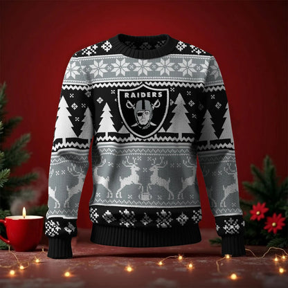 LIMITED EDITION - NEW CUSTOMIZED NFL07 LVR LAS VEGAS RAIDERS UGLY SWEATER