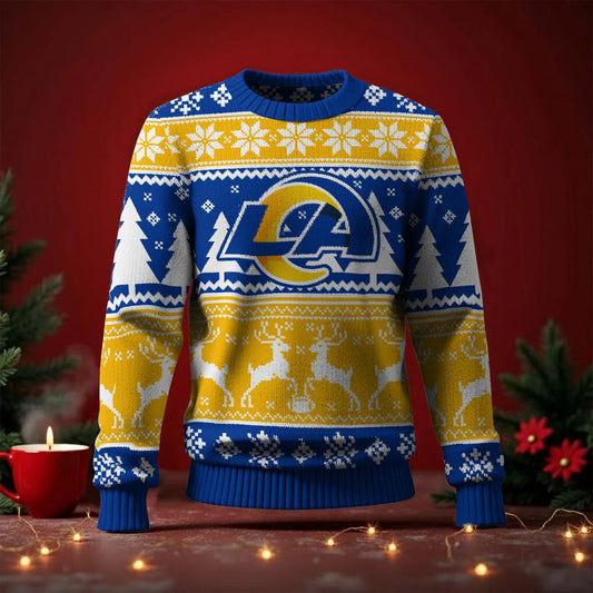 LIMITED EDITION - NEW CUSTOMIZED NFL22 LAR LOS ANGELES RAMS UGLY SWEATER