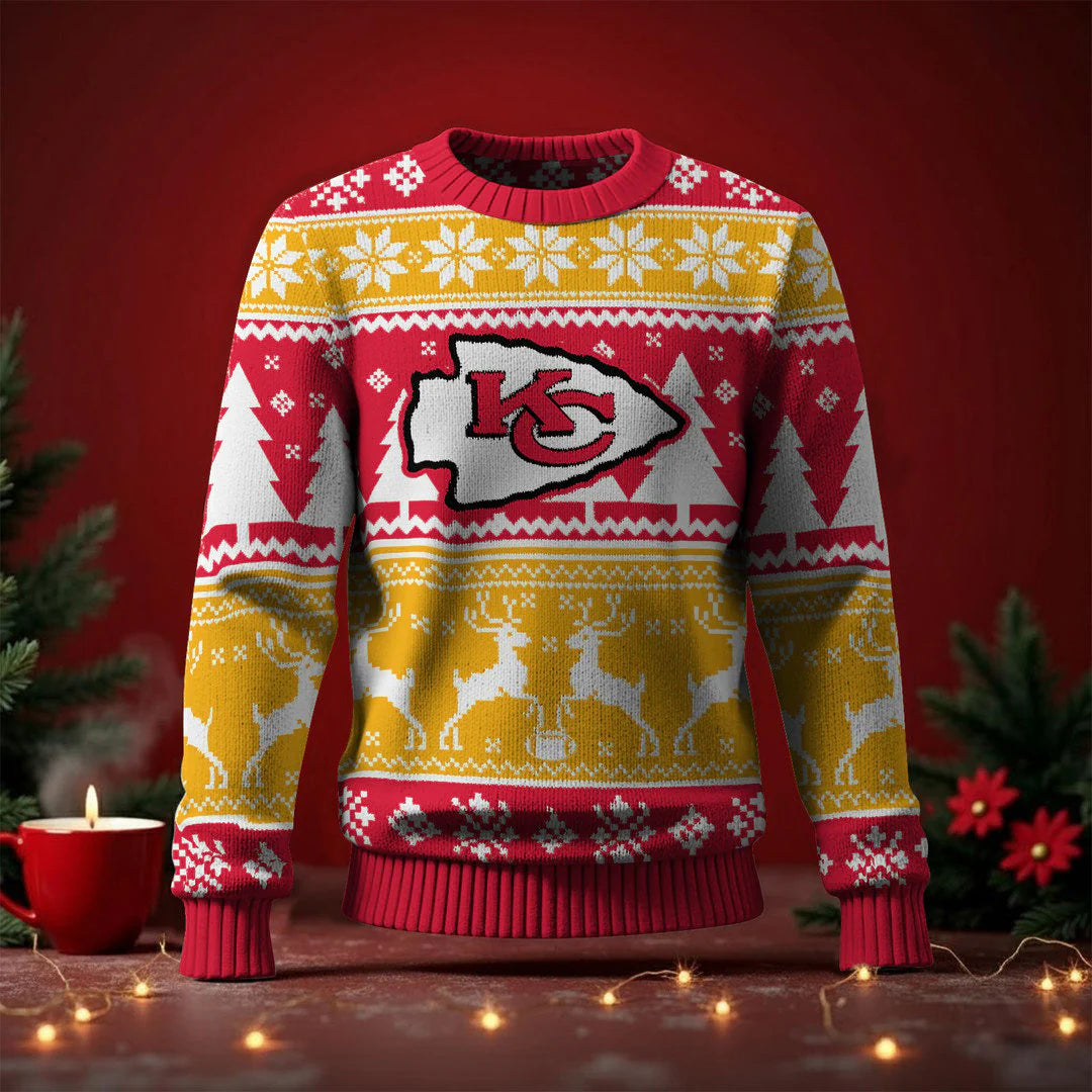 LIMITED EDITION - NEW CUSTOMIZED NFL01 KCC KANSAS CITY CHIEFS UGLY SWEATER