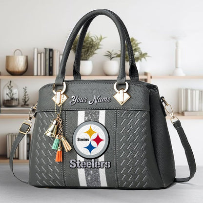 LIMITED EDITION - NEW CUSTOMIZED NFL14 PSB PITTSBURGH STEELERS ZIP HANDBAG MULTICOLOR