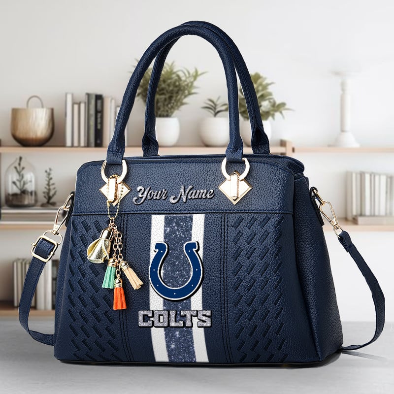 LIMITED EDITION - NEW CUSTOMIZED NFL17 IDC INDIANAPOLIS COLTS ZIP HANDBAG MULTICOLOR