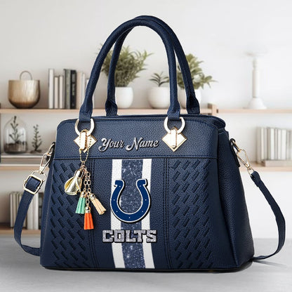 LIMITED EDITION - NEW CUSTOMIZED NFL17 IDC INDIANAPOLIS COLTS ZIP HANDBAG MULTICOLOR