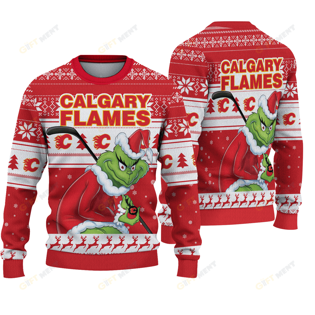 LIMITED EDITION - NEW CUSTOMIZED NHL17 CGF CALGARY FLAMES UGLY SWEATER