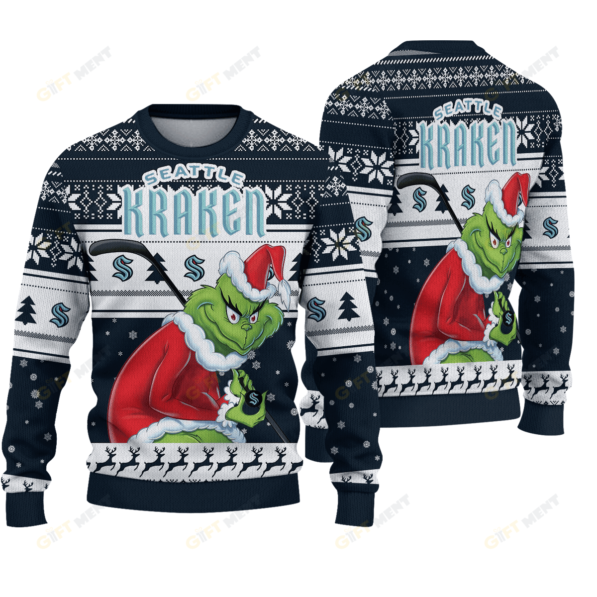 LIMITED EDITION - NEW CUSTOMIZED NHL20 STK SEATTLE KRAKEN UGLY SWEATER