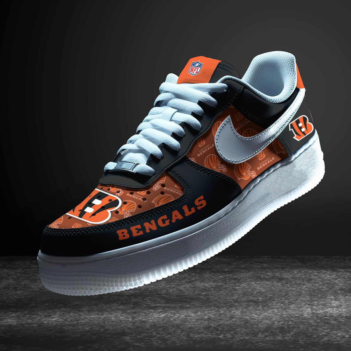 LIMITED EDITION - NEW CUSTOMIZED NFL16 CCB CINCINNATI BENGALS AF1 SNEAKERS