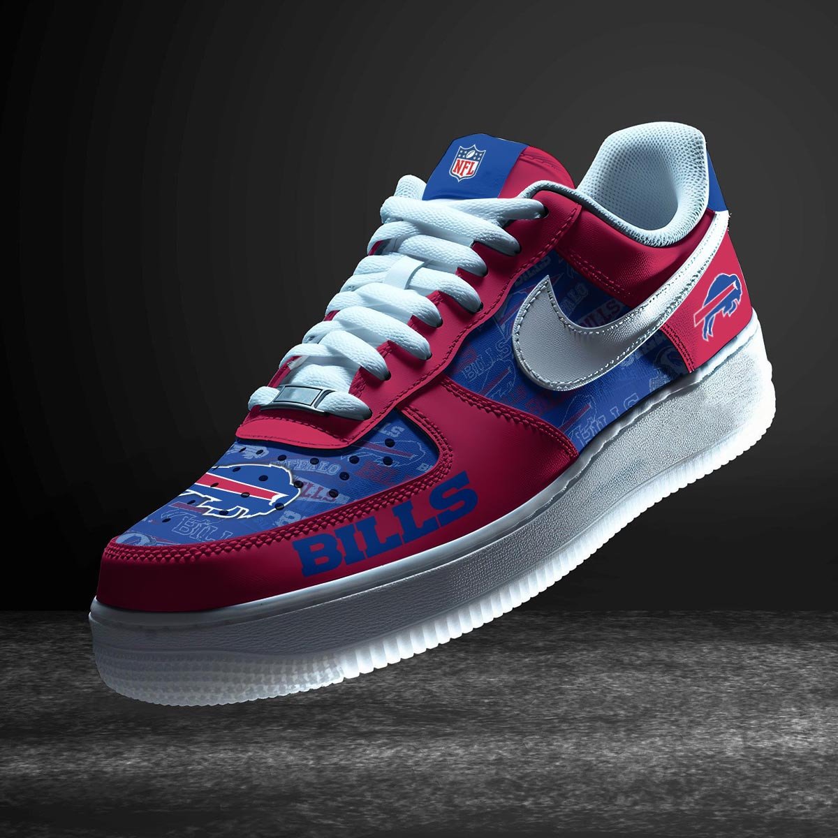 LIMITED EDITION - NEW CUSTOMIZED NFL03 BFB BUFFALO BILLS AF1 SNEAKERS
