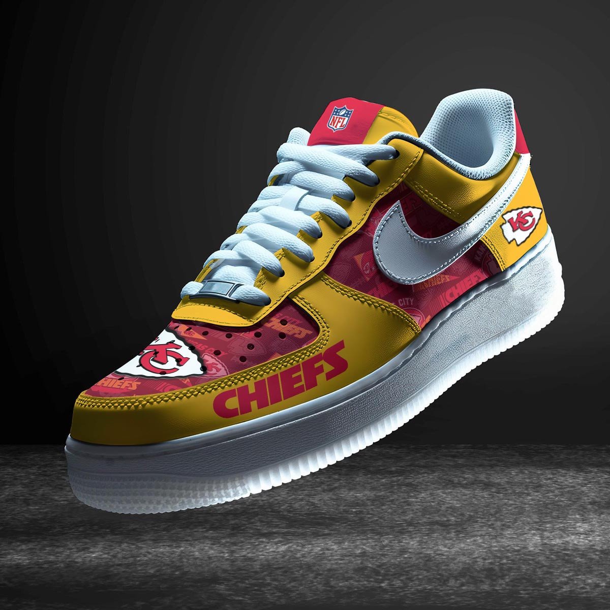 LIMITED EDITION - NEW CUSTOMIZED NFL01 KCC KANSAS CITY CHIEFS AF1 SNEAKERS