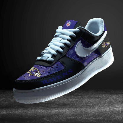 LIMITED EDITION - NEW CUSTOMIZED NFL28 BTR BALTIMORE RAVENS AF1 SNEAKERS
