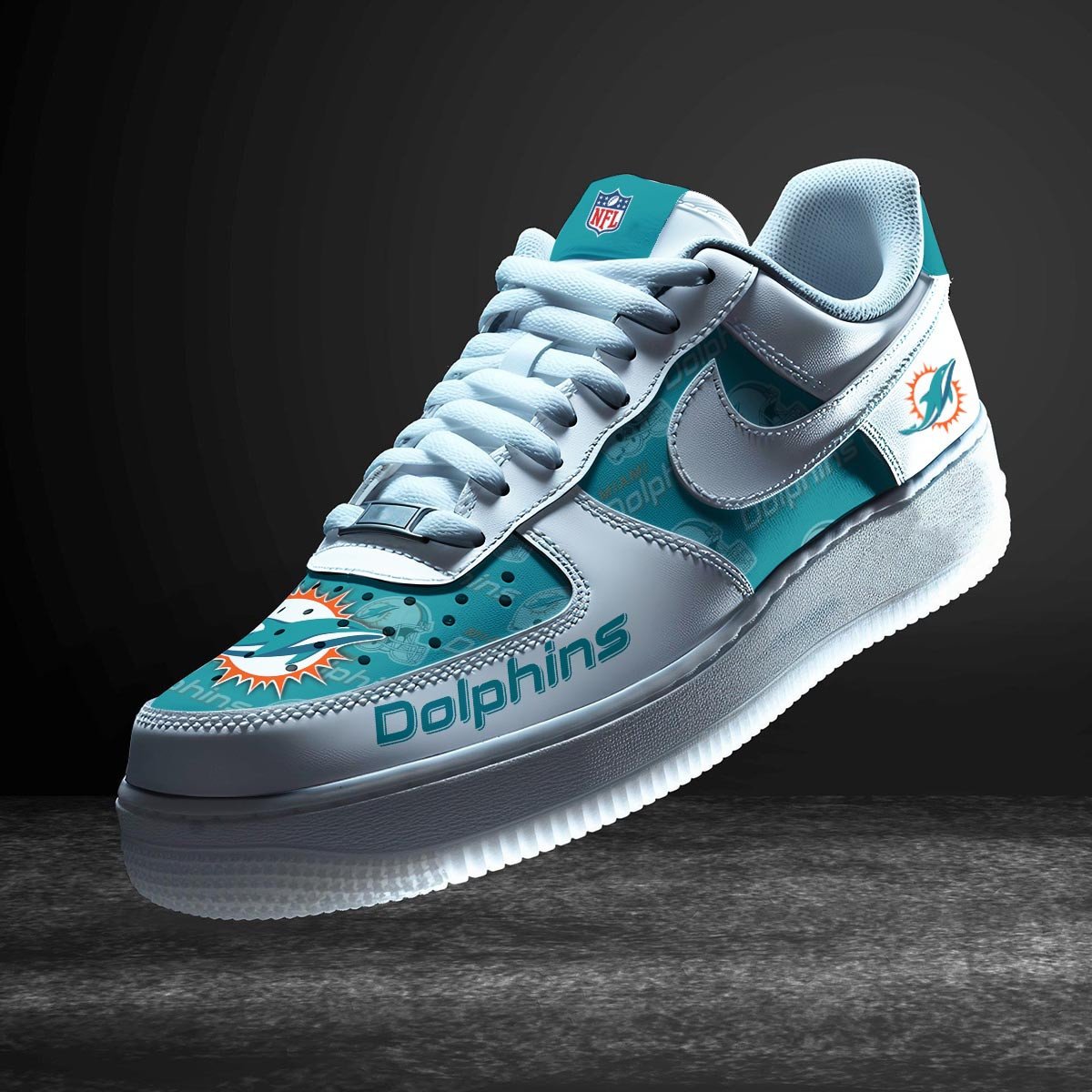 LIMITED EDITION - NEW CUSTOMIZED NFL19 MDP MIAMI DOLPHINS AF1 SNEAKERS