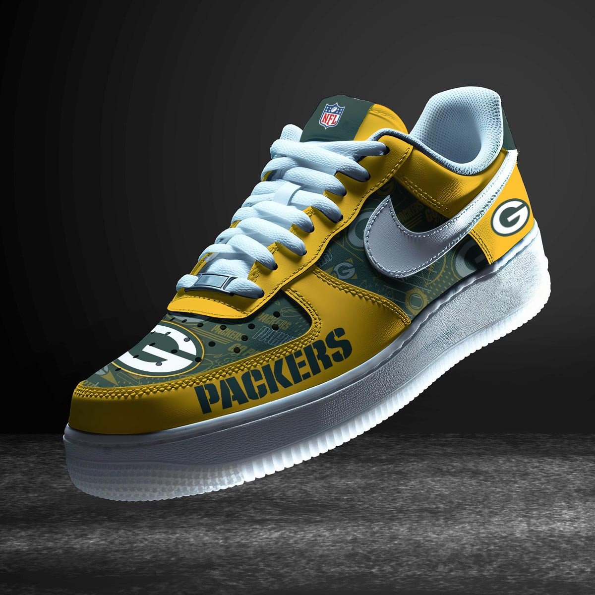 LIMITED EDITION - NEW CUSTOMIZED NFL08 GBP GREEN BAY PACKERS AF1 SNEAKERS