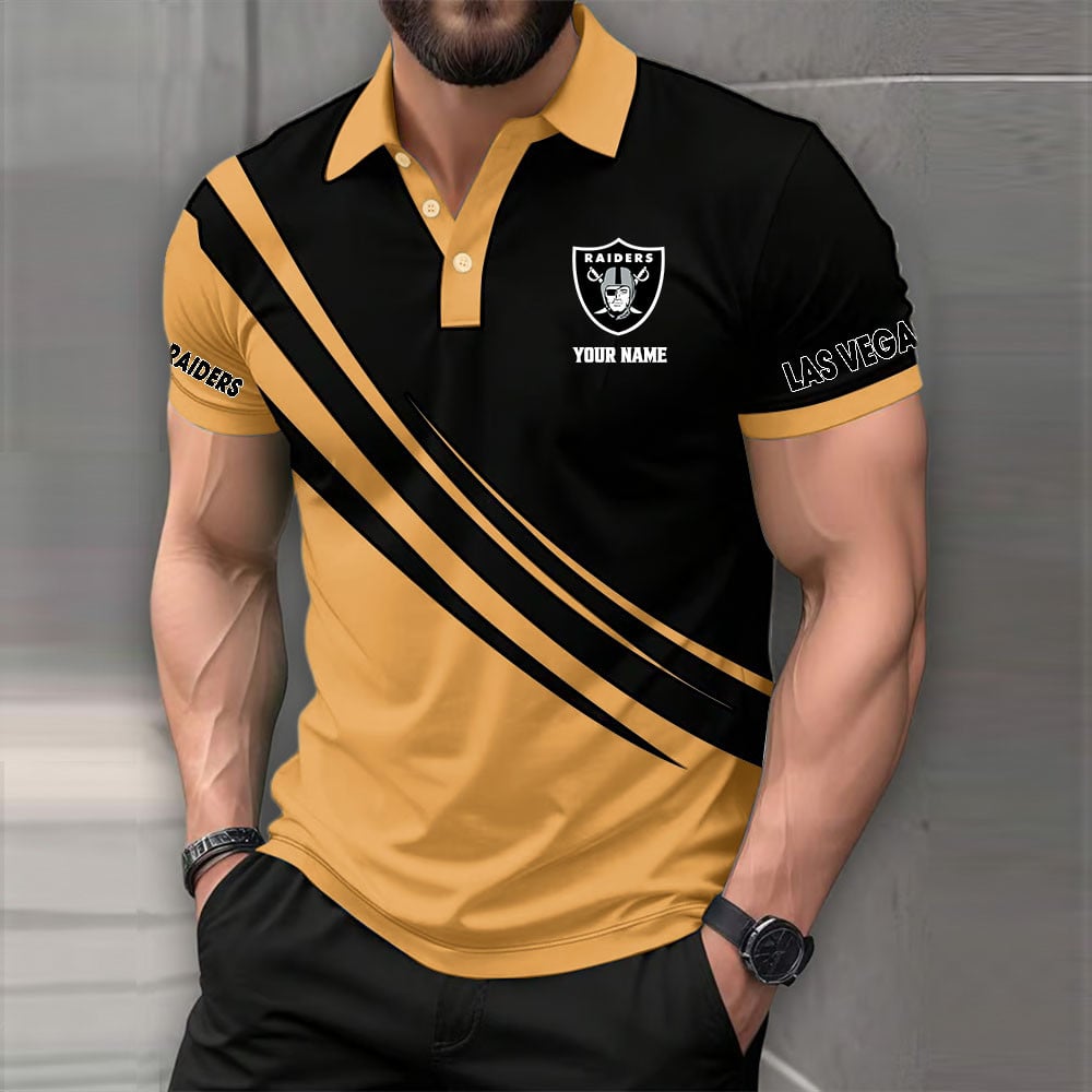 LIMITED EDITION - NEW CUSTOMIZED NFL07 LVR LAS VEGAS RAIDERS POLO SHIRT