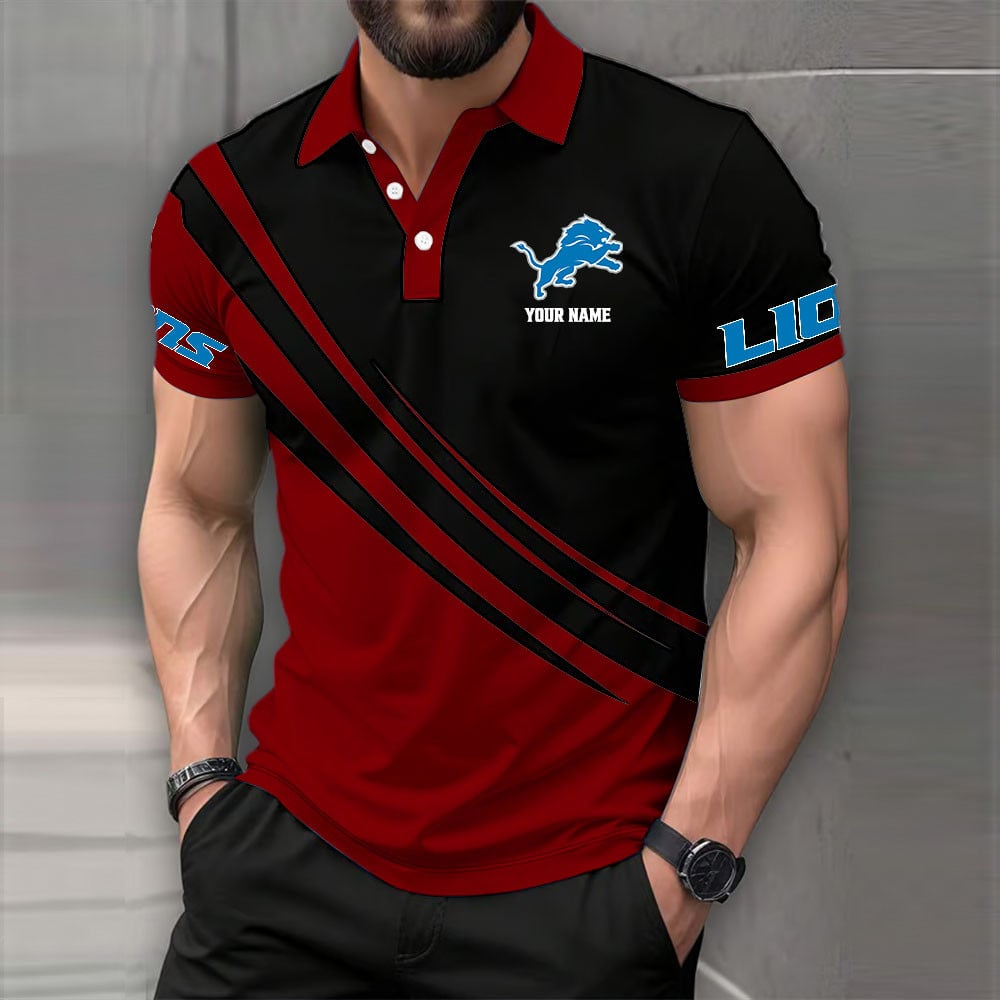 LIMITED EDITION - NEW CUSTOMIZED NFL04 DTL DETROIT LIONS POLO SHIRT