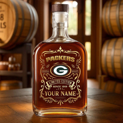 LIMITED EDITION - NEW CUSTOMIZED NFL08 GBP GREEN BAY PACKERS LUXURY WHISKEY BOTTLE 450ML