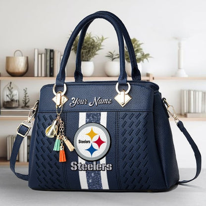LIMITED EDITION - NEW CUSTOMIZED NFL14 PSB PITTSBURGH STEELERS ZIP HANDBAG MULTICOLOR