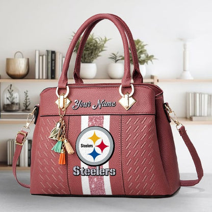 LIMITED EDITION - NEW CUSTOMIZED NFL14 PSB PITTSBURGH STEELERS ZIP HANDBAG MULTICOLOR