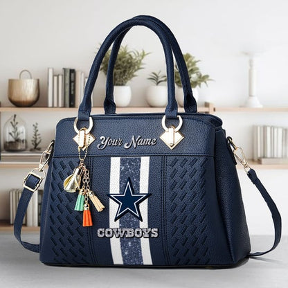 LIMITED EDITION - NEW CUSTOMIZED NFL21 DCB DALLAS COWBOYS ZIP HANDBAG MULTICOLOR