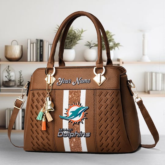 LIMITED EDITION - NEW CUSTOMIZED NFL19 MDP MIAMI DOLPHINS ZIP HANDBAG MULTICOLOR