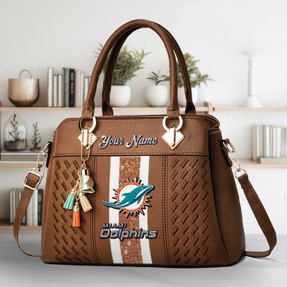 LIMITED EDITION - NEW CUSTOMIZED NFL19 MDP MIAMI DOLPHINS ZIP HANDBAG MULTICOLOR