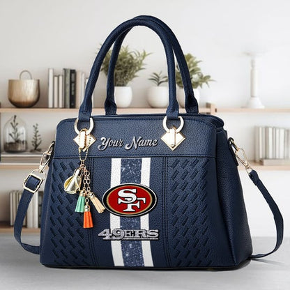 LIMITED EDITION - NEW CUSTOMIZED NFL11 SF49 SAN FRANCISCO 49ERS ZIP HANDBAG MULTICOLOR