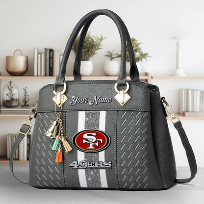 LIMITED EDITION - NEW CUSTOMIZED NFL11 SF49 SAN FRANCISCO 49ERS ZIP HANDBAG MULTICOLOR