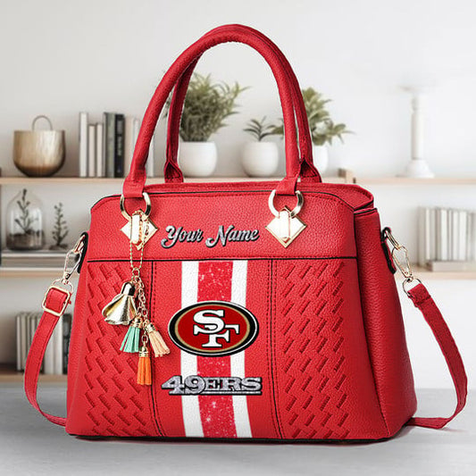 LIMITED EDITION - NEW CUSTOMIZED NFL11 SF49 SAN FRANCISCO 49ERS ZIP HANDBAG MULTICOLOR