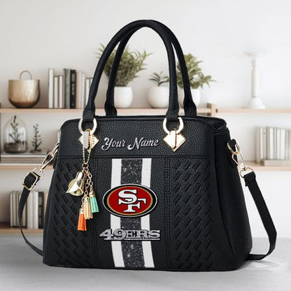 LIMITED EDITION - NEW CUSTOMIZED NFL11 SF49 SAN FRANCISCO 49ERS ZIP HANDBAG MULTICOLOR