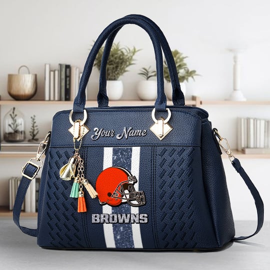 LIMITED EDITION - NEW CUSTOMIZED NFL29 CLB CLEVELAND BROWNS ZIP HANDBAG MULTICOLOR