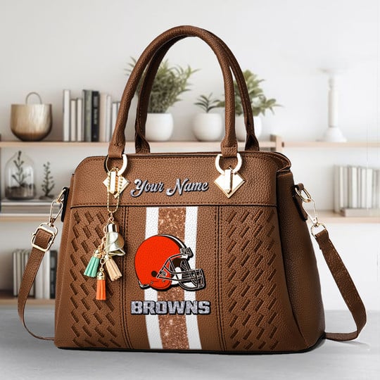 LIMITED EDITION - NEW CUSTOMIZED NFL29 CLB CLEVELAND BROWNS ZIP HANDBAG MULTICOLOR