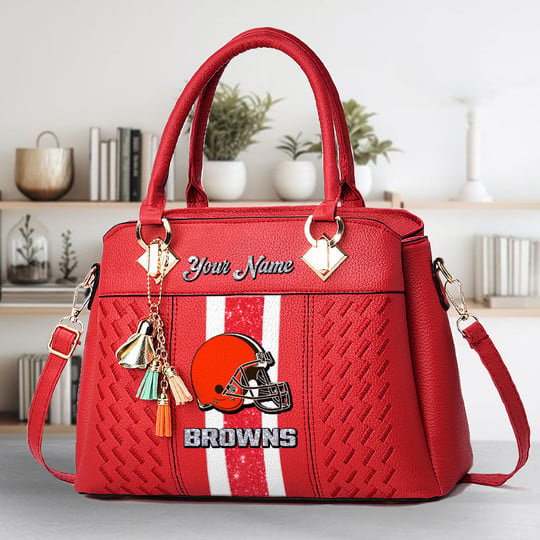 LIMITED EDITION - NEW CUSTOMIZED NFL29 CLB CLEVELAND BROWNS ZIP HANDBAG MULTICOLOR