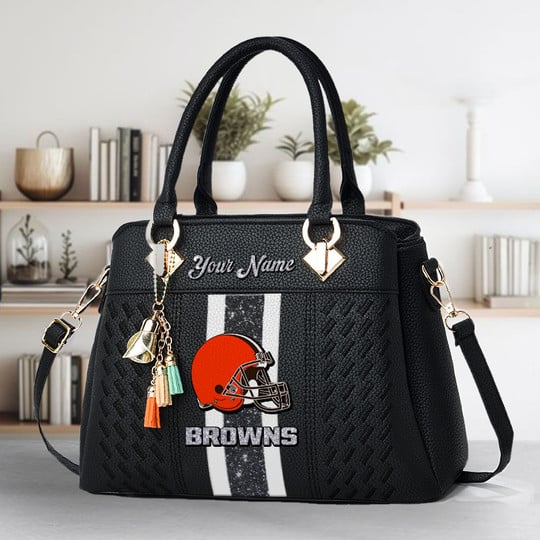 LIMITED EDITION - NEW CUSTOMIZED NFL29 CLB CLEVELAND BROWNS ZIP HANDBAG MULTICOLOR