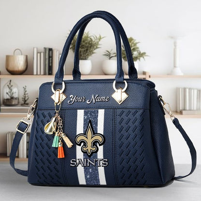 LIMITED EDITION - NEW CUSTOMIZED NFL24 NOS NEW ORLEANS SAINTS ZIP HANDBAG MULTICOLOR