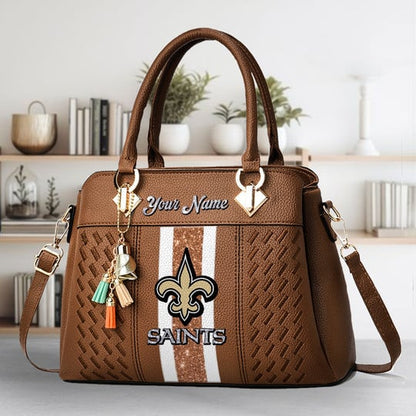 LIMITED EDITION - NEW CUSTOMIZED NFL24 NOS NEW ORLEANS SAINTS ZIP HANDBAG MULTICOLOR