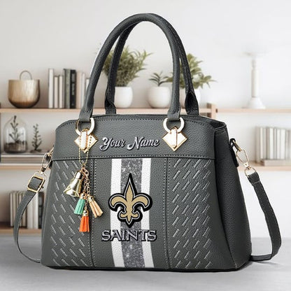 LIMITED EDITION - NEW CUSTOMIZED NFL24 NOS NEW ORLEANS SAINTS ZIP HANDBAG MULTICOLOR