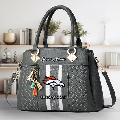 LIMITED EDITION - NEW CUSTOMIZED NFL13 DVB DENVER BRONCOS ZIP HANDBAG MULTICOLOR