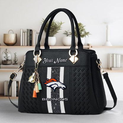 LIMITED EDITION - NEW CUSTOMIZED NFL13 DVB DENVER BRONCOS ZIP HANDBAG MULTICOLOR